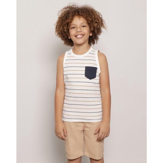 Regata Infantil Listrada Bolso Único Frontal Off White