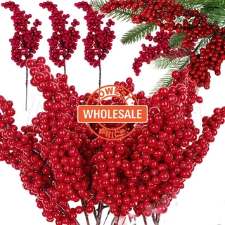 [Árvore De Natal Decorações De Espuma Artificial Bagas Vermelhas/Grinaldas De Pinheiro De Bricolage Ramos Emulacionais De/Festa De Ano Novo Mesa De Jantar Falsas Mini Flores Ornamento