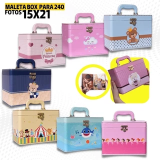 Maleta Box p/ 240 Fotos 15x21 Estampas Bebê Infantil Ursinho Príncipe Princesa Baú Álbum em Oferta na Shopee