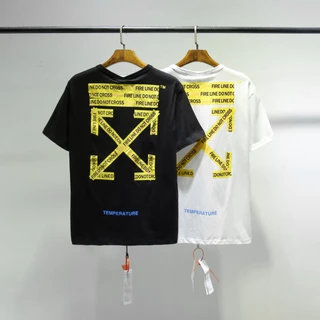 Camiseta 100 % Algodão Coleção Off White Fire Line Lançamento Envio Imediato
