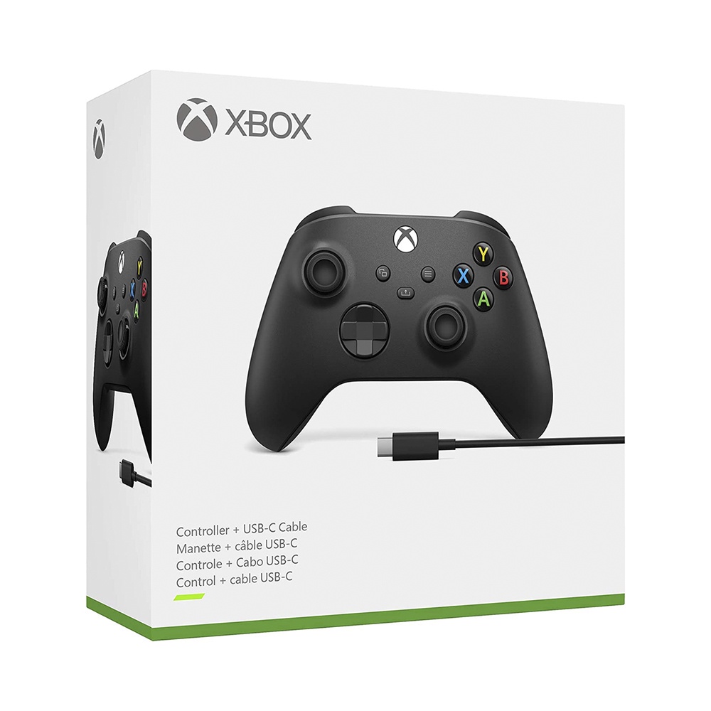 Controle Xbox Series X/S Carbon Black sem fio + Cabo USB-C