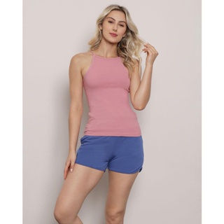 Regata Feminina Básica Lisa Alcinha Rosa
