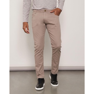 Calça Sarja Masculina Slim Com Bolso Bege