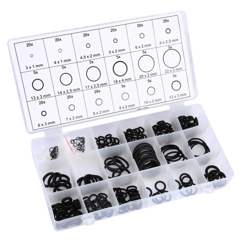 JOGO COM 225 ANEIS DE VEDACAO DE BORRACHA O-RING 18 TAMANHOS