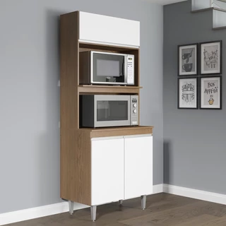 Torre Quente Armário de Cozinha Modulado 80 x 202 Cm MDP Branco 0453
