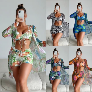 2024 Novo Estilo de Biquini Feminino Multicolor Tecido Especial Moda Moda de Três Peças