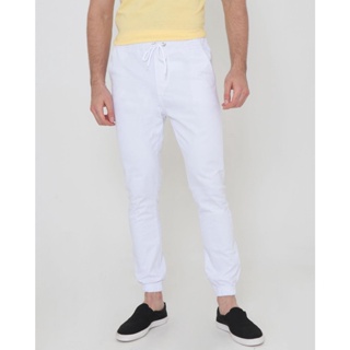 Calça Masculina Sarja Jogger Com Cordão Branca