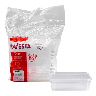Pote Retangular 500ML Lacre Marmita Fit Freezer 10 Unidades