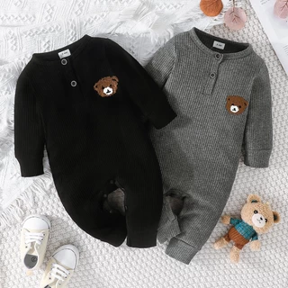Roupas Para Bebês Recém-Nascidos De 0 A 18 Meses Manga Comprida Estilo Coreano Romper Toddler Jumpsuit