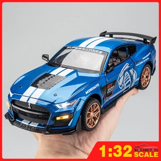 KLT 1 : 32 Mustang Shelby GT500 Metal Alloy Toys Car Modelo Veículo Diecast Para Meninos Simulação De Som Efeito Luz Hobbies Coleção De