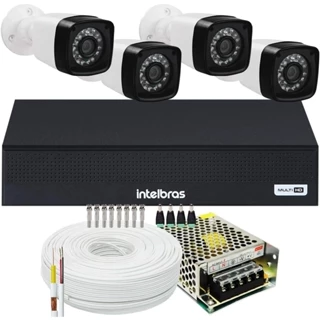 Kit DVR Intelbras 8 canais H.265 Sem HD 4 câmeras 1080p 2mp