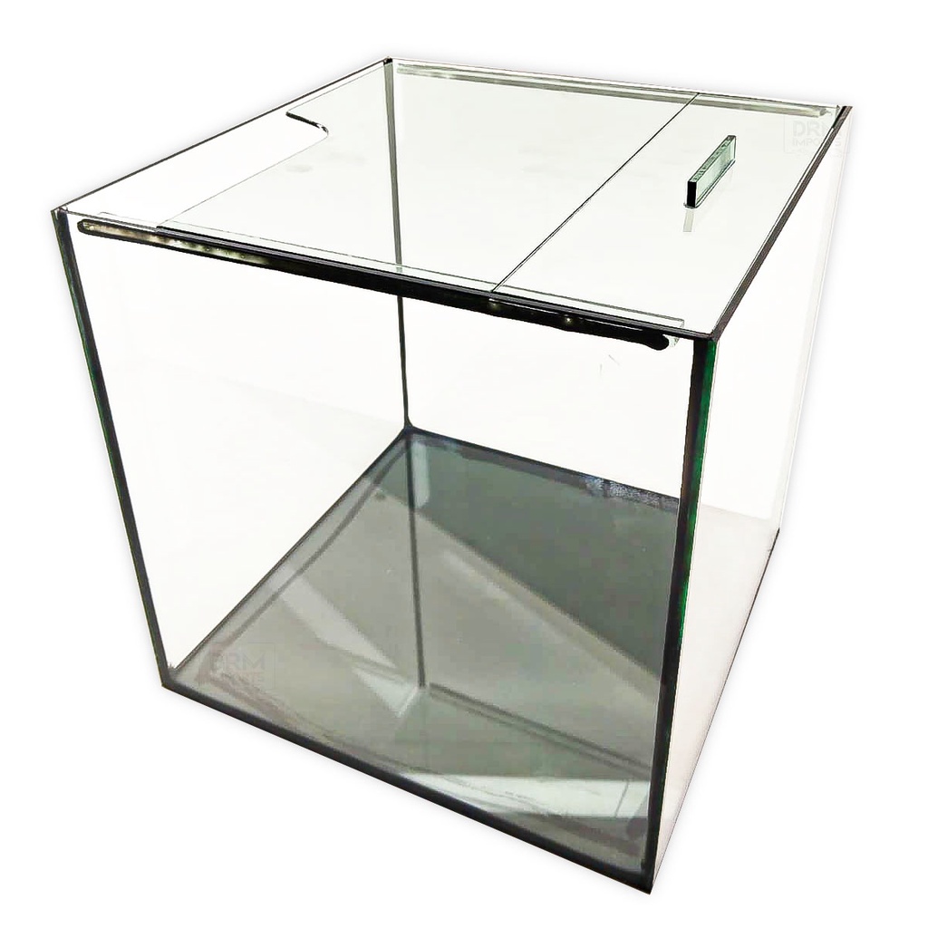 Aquário Vidro Quadrado Simples 30x30x30 26Lt Black Peixes