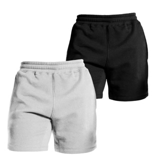 Kit 2 Bermudas De Moletom, Short Com Elástico Na Cintura e Bolso Lateral