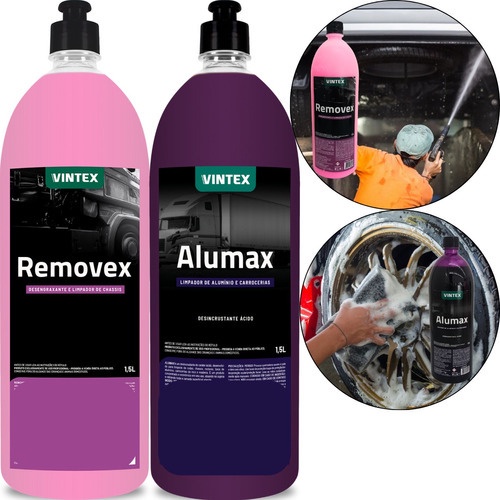 Kit Shampoo Limpeza Motor Roda Chassi Alumax Removex Vonixx