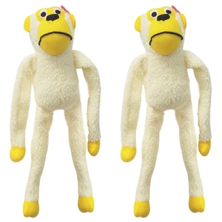 Kit 2 Brinquedo Cachorro Pelúcia Macaco 40 cm com Apito Savana Pet
