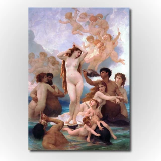 Quadro O Nascimento de Vênus Pintura de William-Adolphe Bouguereau em Tela Acetinada