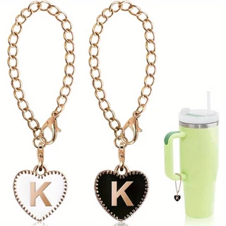 SUGAW 2PCS Carta Encantadora Acessórios Para Garrafa Stanley , Pingente De Água Em Forma De Coração Nome Personalizado De Identificação Tumbler