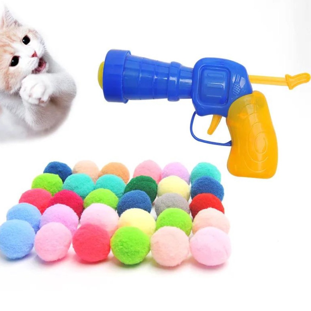 Brinquedo de Gato Pet Lançador de Bolinha com 50 Bola Divertido