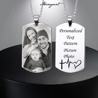 Meaeguet Texto Fotográfico Personalizado Gravação De Etiquetas Para Cães Colar De Aço Inoxidável Memorial