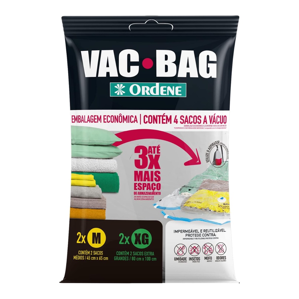 Kit 4 Sacos 2M e 2XG a Vácuo Vac Bag Edredom Coberta Roupas Para Proteger e Embalar 2 M e 2 XG