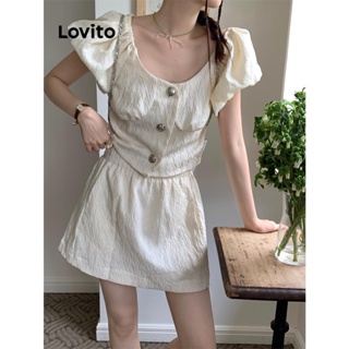Lovito Conjunto Casual De Saia Jacquard Lisa Para Mulheres LNE42264