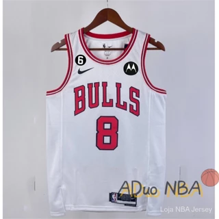 Hot pressed Camisas Chicago Bulls #8 Zach LaVine White 2022/23 City Edition sponsor logo De Basquete nba jersey