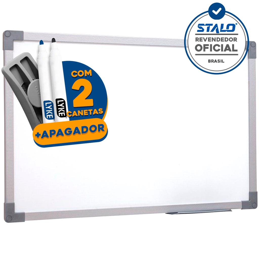 Lousa Quadro Branco 120x90 Soft Alumínio + 2 Caneta Apagador