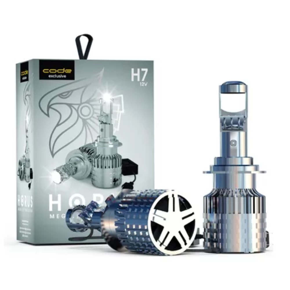 LAMPADA MEGA LED PROJECTOR HORUS 12V 6000K H7 CODE | Shopee Brasil