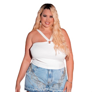Blusa Plus Size Alça em Tranpasse
