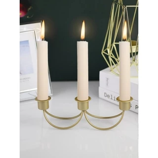 Castiçal Triplo Preto 21,05 cm Suporte Para Iluminação Vela