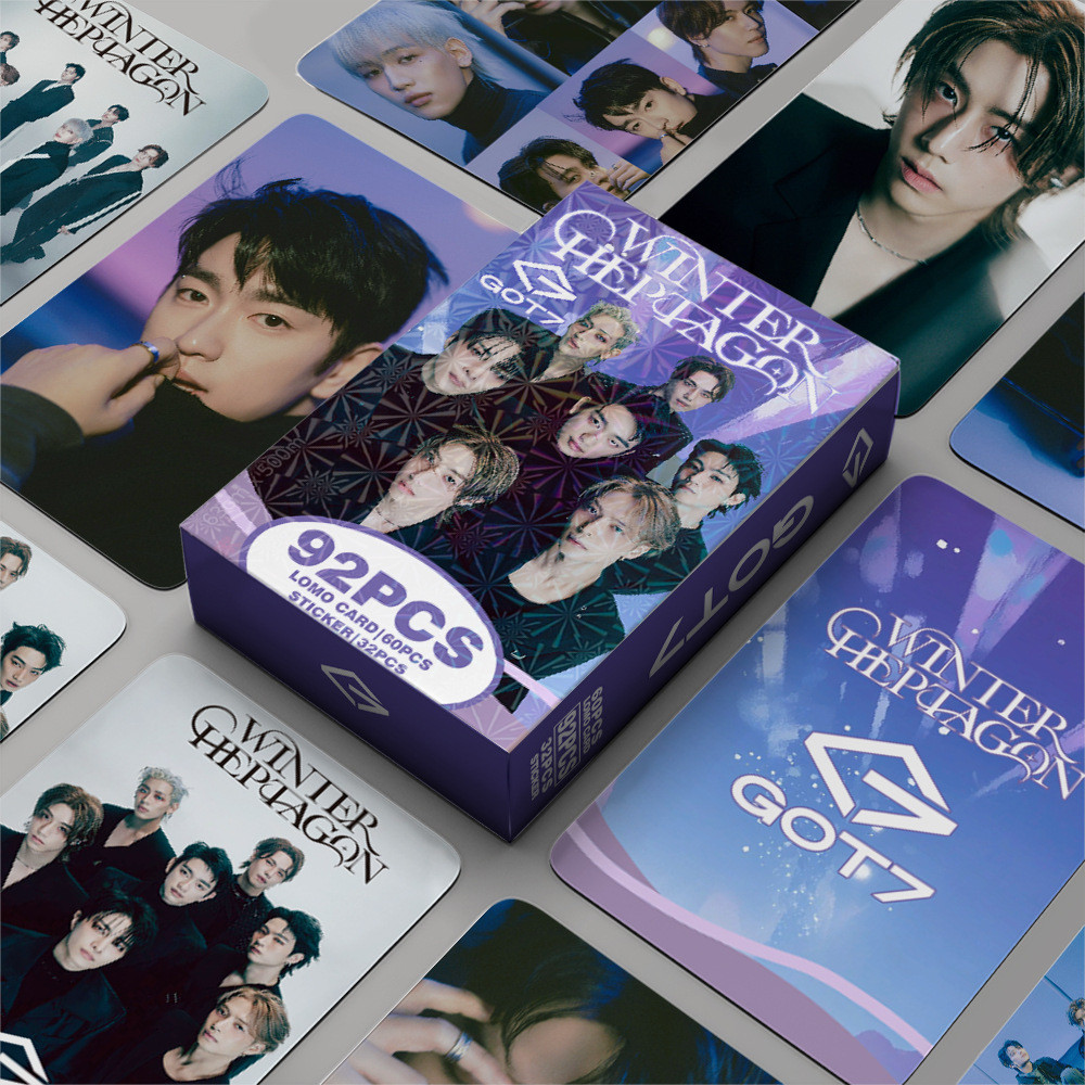 GOT7 WINTER HEPTAGON Photocard Lomo Cartão 60pcs + 32pcs Adesivo ...