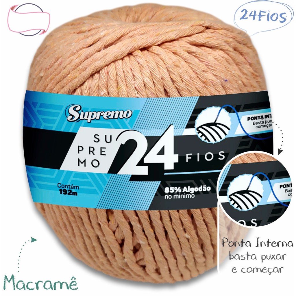 Barbante 24 Fios Supremo, 700g, 192m - Macramê, Crochê | Shopee Brasil