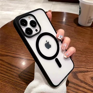 Luxo Para Magsafe Capa Magnética Sem Fio iPhone 15 14 13 12 11 Pro Max Plus De Silicone Transparente À Prova De Choque