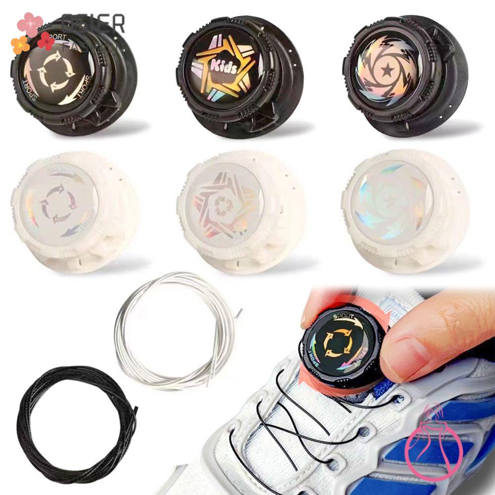 OSIERF 1Pair No Tie Shoe Laces , Cordão Giratório De Fio Metálico Fivela De Giro , Tênis Universal Sneaker Casual Shoes Running Sapatos De Corrida Automática Quick Lock Shoestring Kids Adultos