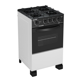 Fogão de Piso 4 Bocas Esmaltec Caribe Glass | Mesa De Vidro, Branco, Bivolt
