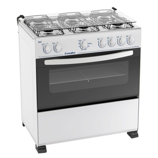 Fogão de Piso Esmaltec 6 Bocas Bali | Mesa de Inox, Branco