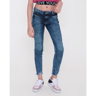 Calça Jeans Juvenil Skinny Marmorizada Azul