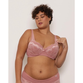 Sutiã Plus Size Feminino Base Bojo Casca e Renda Rosa