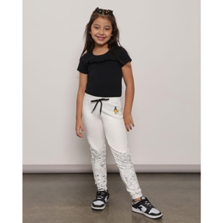 Calça Infantil Moletinho Jogger Warner Bordado Patolino Off White