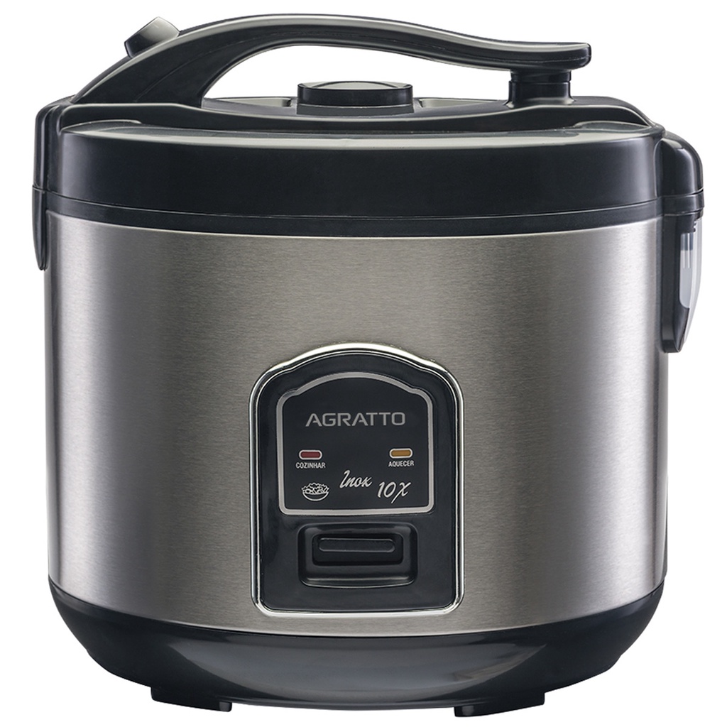 Panela Elétrica de Arroz Legumes Inox 10 Xícaras Antiaderente 700W Arrozeira Inox Agratto 220V