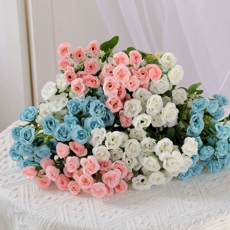 mini Rosa artificial com 25 flores 30 CM ótimos para arranjos e ...