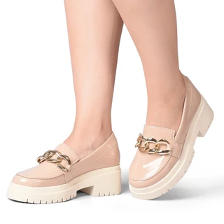 Mocassim feminino Tratorado Oxford sapato corrente preto verniz confortavel