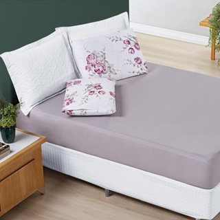 ROUPA CAMA Jogo Lencol Solteiro AVERE 2pc C/ELASTICO LISO 200fios FRONHA ESTAMPADA FLORAL MICROPERCAL