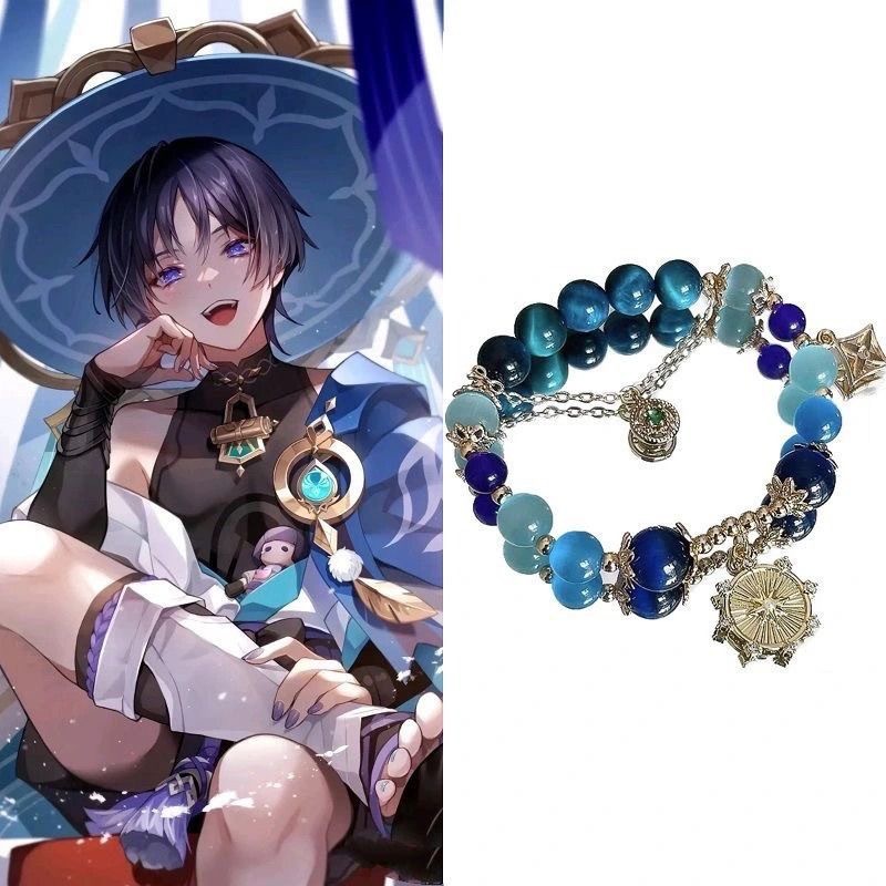 Pulseira Anime Vision Weave para Mulheres, Pulseiras de Impacto Genshin,  Pulseiras de Corrente Ajustável, Braçadeira de