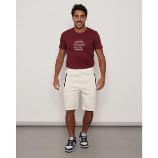 Bermuda Moletom Masculina Bolso Selado Off White
