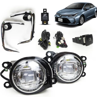 Kit Farol Auxiliar de Milha Moldura Cromada Corolla 2020 2021 2022 2023