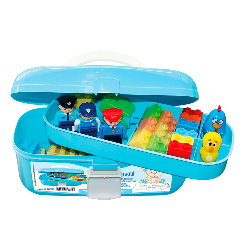 Maleta Multiuso Versatil Azul Mamae Bebe Organizadora De Plastico