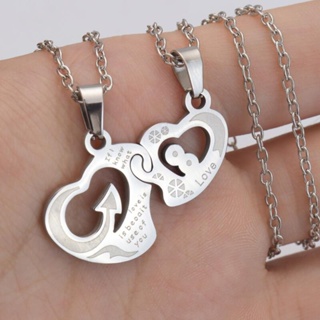 2PC Moda Dia Dos Namorados Pingente De Fechadura Em Forma De Coração De Aço Inoxidável Acessórios De Jóias