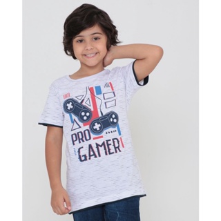 Camiseta Infantil Flamê Estampa Game Branca