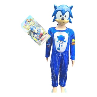 Roupa Fantasia Sonic Infantil Menino Azul Com Máscara